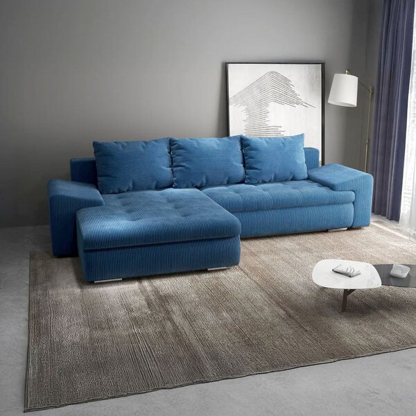Colțar extensibil dumonde cu ladă de depozitare Leonardo Zoom Albastru 260x185 cm