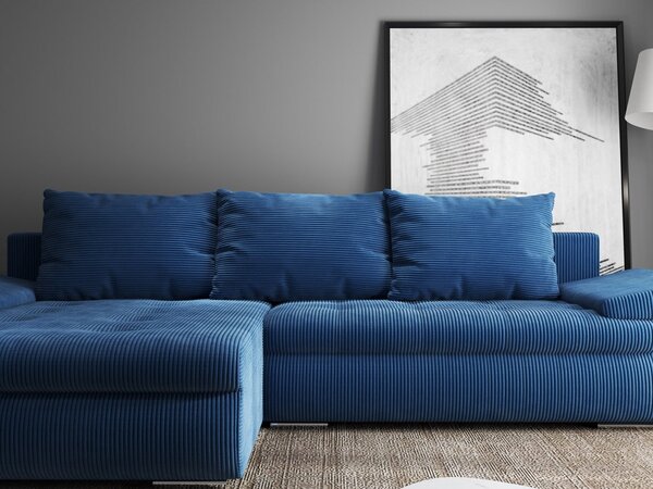 Colțar extensibil dumonde cu ladă de depozitare Leonardo Zoom Albastru 260x185 cm
