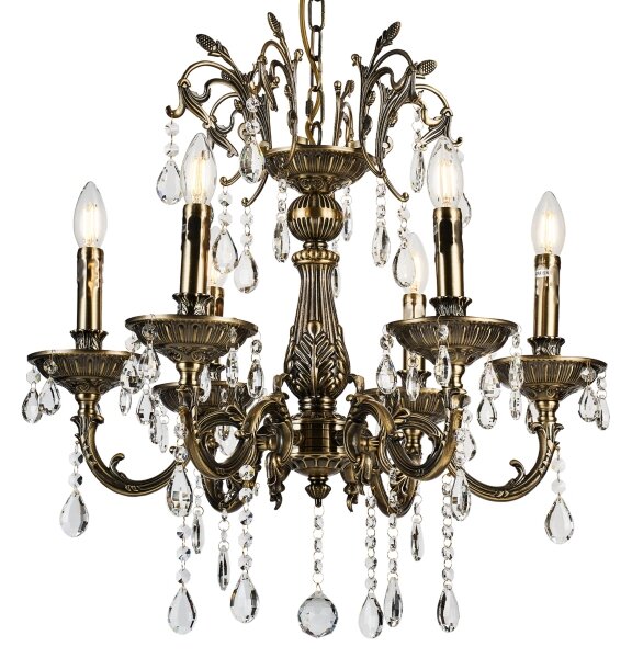 Lustră de cristal pe lanț Brilagi CLASSIC 6xE14/60W/230V alamă