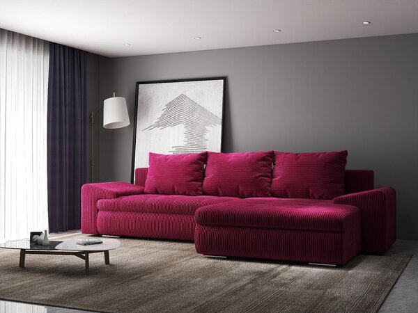 Colțar extensibil dumonde cu ladă de depozitare Leonardo Zoom Rosu 260x185 cm II
