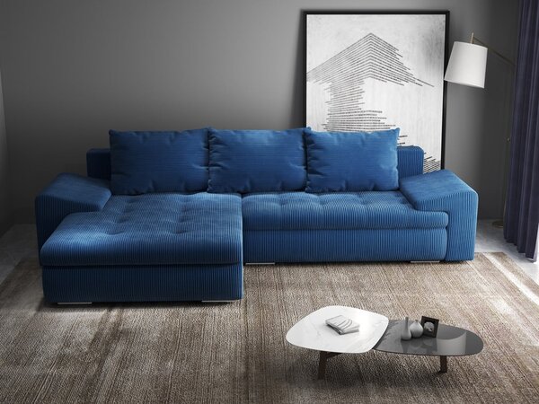 Colțar extensibil dumonde cu ladă de depozitare Leonardo Zoom Albastru 260x185 cm