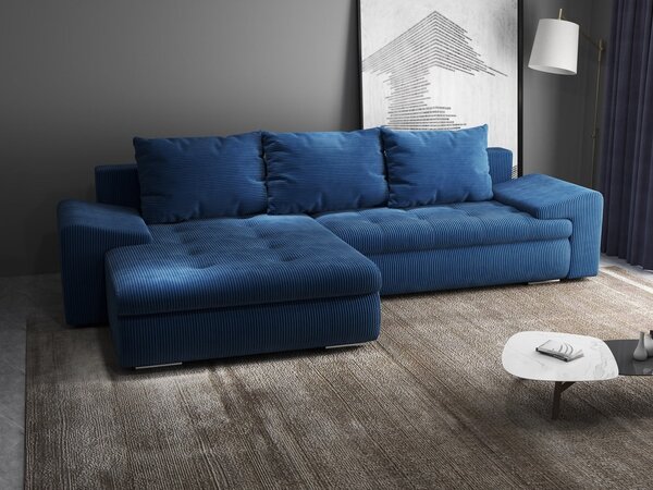 Colțar extensibil dumonde cu ladă de depozitare Leonardo Zoom Albastru 260x185 cm