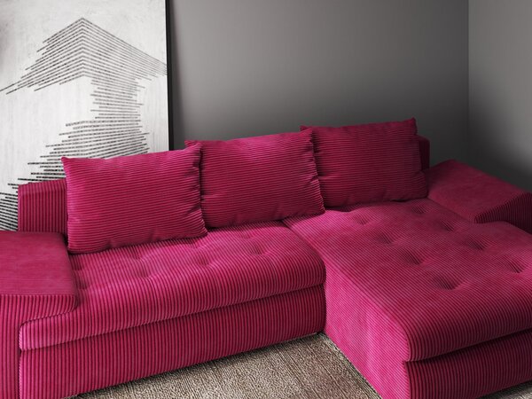 Colțar extensibil dumonde cu ladă de depozitare Leonardo Zoom Rosu 260x185 cm II