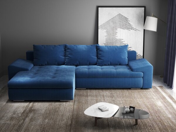 Colțar extensibil dumonde cu ladă de depozitare Leonardo Zoom Albastru 260x185 cm