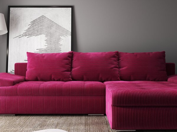 Colțar extensibil dumonde cu ladă de depozitare Leonardo Zoom Rosu 260x185 cm II