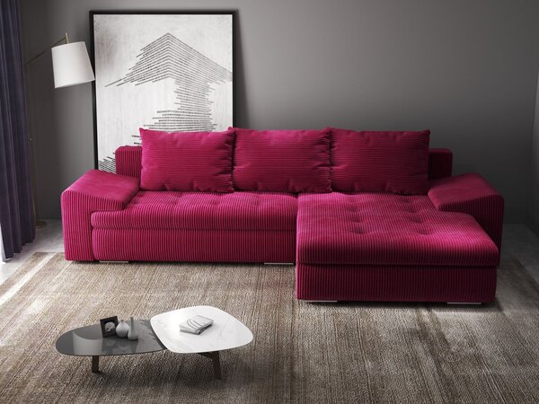 Colțar extensibil dumonde cu ladă de depozitare Leonardo Zoom Rosu 260x185 cm II