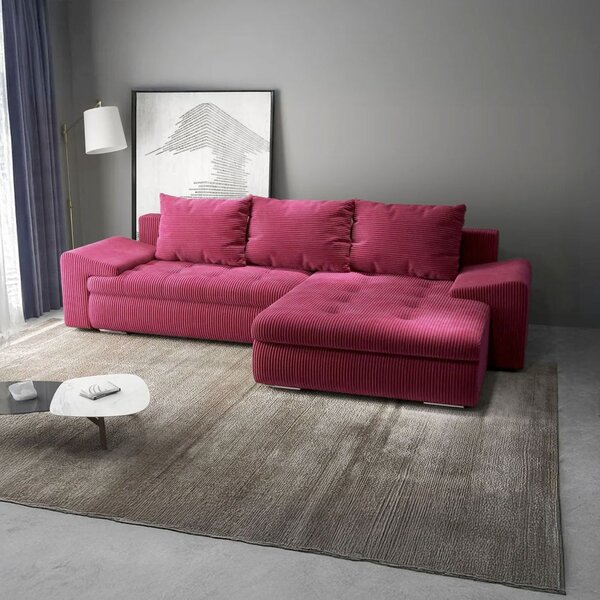 Colțar extensibil dumonde cu ladă de depozitare Leonardo Zoom Rosu 260x185 cm II
