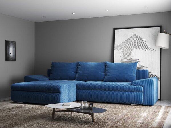 Colțar extensibil dumonde cu ladă de depozitare Leonardo Zoom Albastru 260x185 cm
