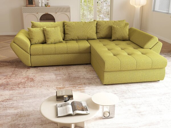 Colțar extensibil dumonde cu ladă de depozitare Loana Enjoy Green II 270x185 cm