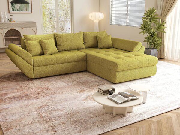 Colțar extensibil dumonde cu ladă de depozitare Loana Enjoy Green II 270x185 cm