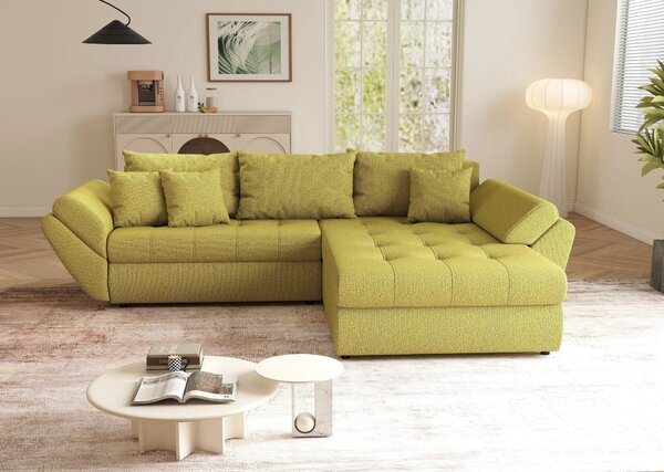 Colțar extensibil dumonde cu ladă de depozitare Loana Enjoy Green II 270x185 cm