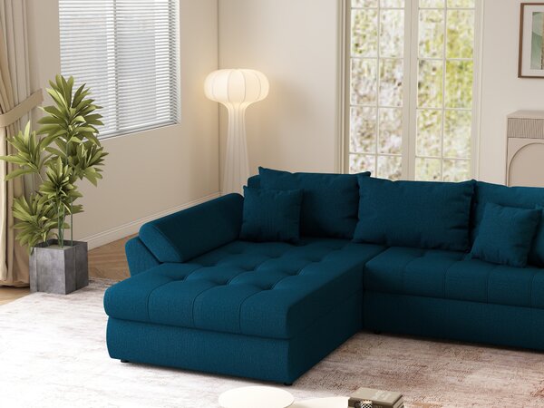 Colțar extensibil dumonde cu ladă de depozitare Loana Enjoy Petrol 270x185 cm