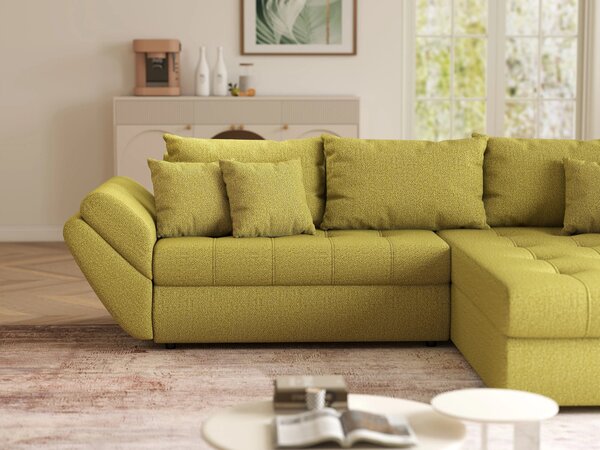 Colțar extensibil dumonde cu ladă de depozitare Loana Enjoy Green II 270x185 cm