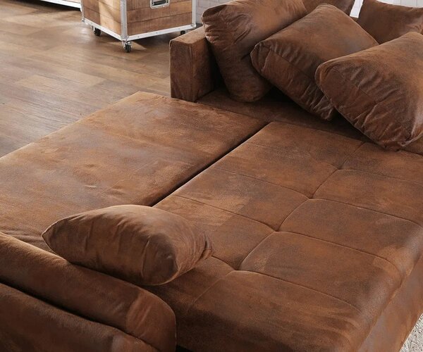 Colțar extensibil dumonde cu ladă de depozitare Loana Madagaskar Brown 270x185 cm