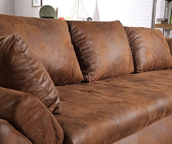 Colțar extensibil dumonde cu ladă de depozitare Loana Madagaskar Brown 270x185 cm