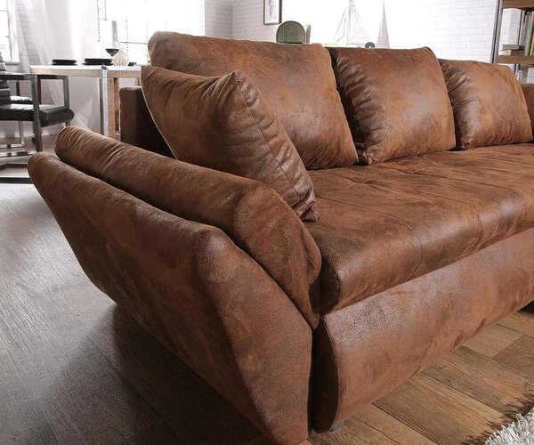 Colțar extensibil dumonde cu ladă de depozitare Loana Madagaskar Brown 270x185 cm