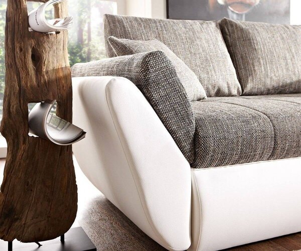Colțar extensibil dumonde cu ladă de depozitare si sezut confortabil din spuma high-density, Loana Magma White II 275x185 cm
