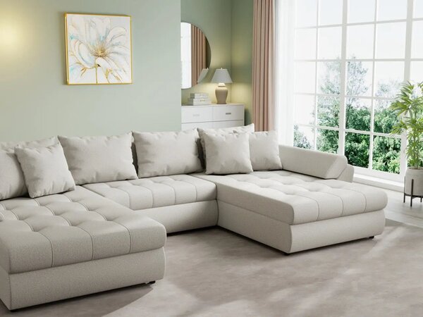Colțar extensibil dumonde cu ladă de depozitare Loana U Enjoy Bej 375x185 cm