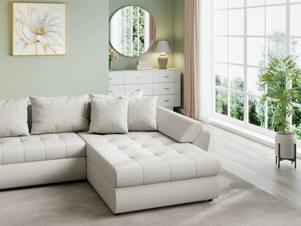 Colțar extensibil dumonde cu ladă de depozitare Loana U Enjoy Bej 375x185 cm