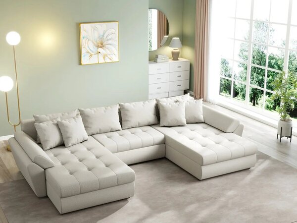 Colțar extensibil dumonde cu ladă de depozitare Loana U Enjoy Bej 375x185 cm