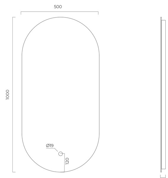 Oltens Nordlis oglindă 50x100 cm oval cu iluminare cu covoraș de încălzire 64129000