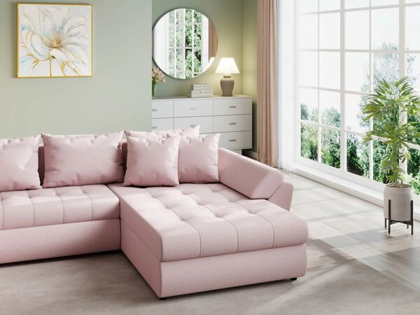 Colțar extensibil dumonde cu ladă de depozitare Loana U Enjoy Flamingo 375x185 cm