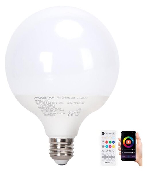 Bec LED RGBW dimabil Aigostar MESH G120 E27/4,9W/230V 2700-6500K + telecomandă