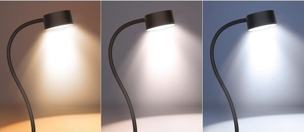 Lampă LED flexibilă dimabilă cu clemă Solight WO3001-B LED/2W/5V 3000/4000/6500K negru