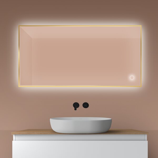 Oltens Nordlis oglindă 60x120 cm dreptunghiular cu iluminare cu covoraș de încălzire auriu 64112800