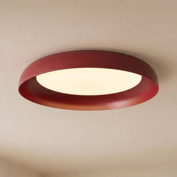 Lindby Plafonieră LED Florie, roșu, metal, Ø 40 cm, Roșu, Camera de zi / sufragerie, Plastic, Modern