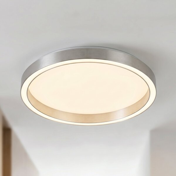 Lucande Plafonieră LED Rotundo, Ø 40 cm, aluminiu, dimabil, reglabil, Metalic, Camera de zi / sufragerie, Plastic, Modern