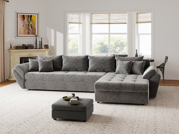 Colțar extensibil dumonde cu ladă de depozitare Loana XL Arena Gri Grafit II 335x185 cm