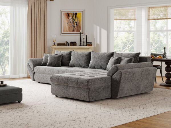 Colțar extensibil dumonde cu ladă de depozitare Loana XL Arena Gri Grafit II 335x185 cm