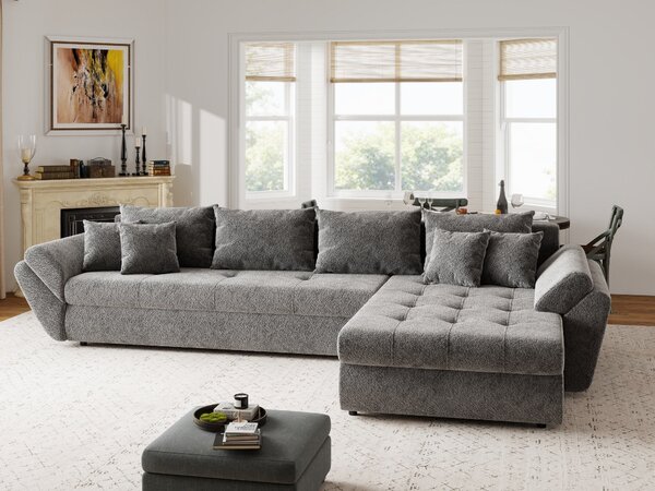 Colțar extensibil dumonde cu ladă de depozitare Loana XL Arena Gri Grafit II 335x185 cm