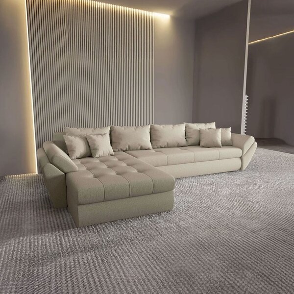 Colțar extensibil dumonde cu ladă de depozitare Loana XL Enjoy Camel 335x185 cm