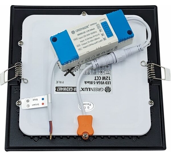 Corp de iluminat LED încastrat VEGA LED/12W/230V 2900/3900/5800K 17,5x17,5 cm negru