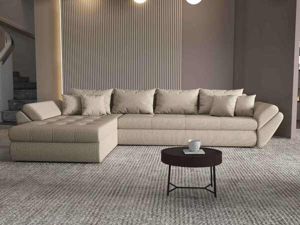 Colțar extensibil dumonde cu ladă de depozitare Loana XL Enjoy Camel 335x185 cm