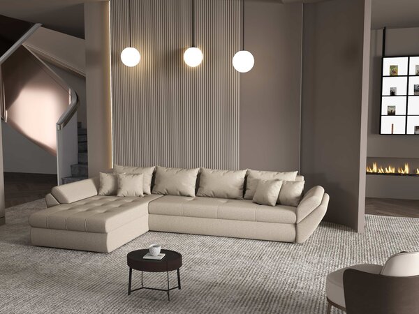 Colțar extensibil dumonde cu ladă de depozitare Loana XL Enjoy Camel 335x185 cm