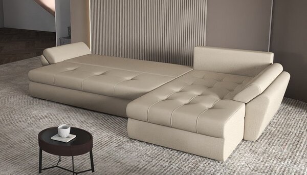 Colțar extensibil dumonde cu ladă de depozitare Loana XL Enjoy Camel 335x185 cm
