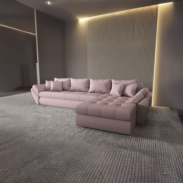 Colțar extensibil dumonde cu ladă de depozitare Loana XL Enjoy Flamingo II 335x185 cm