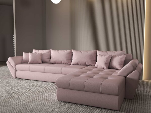 Colțar extensibil dumonde cu ladă de depozitare Loana XL Enjoy Flamingo II 335x185 cm
