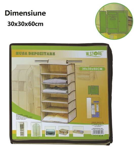Organizator textil, dulap pliabil 60x30x30 cm, 6 rafturi depozitare
