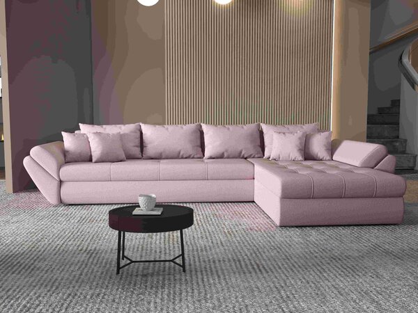 Colțar extensibil dumonde cu ladă de depozitare Loana XL Enjoy Flamingo II 335x185 cm