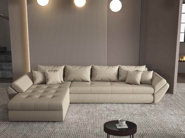Colțar extensibil dumonde cu ladă de depozitare Loana XL Enjoy Camel 335x185 cm