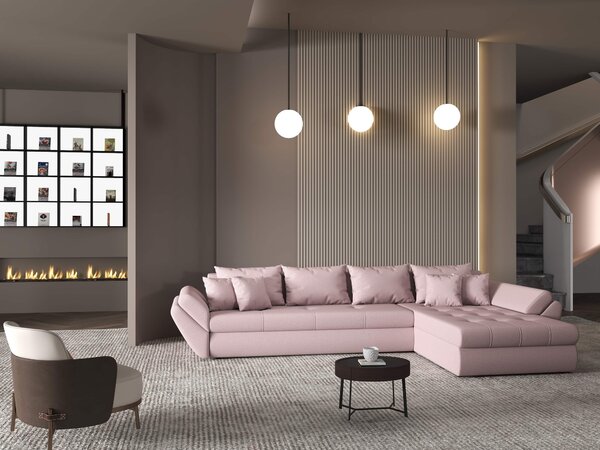 Colțar extensibil dumonde cu ladă de depozitare Loana XL Enjoy Flamingo II 335x185 cm