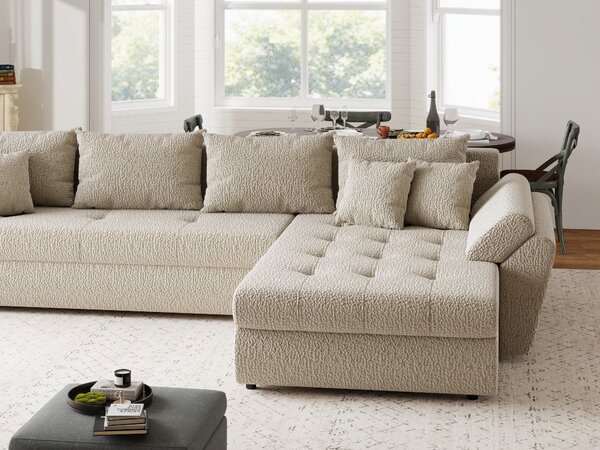 Colțar extensibil dumonde cu ladă de depozitare Loana XL Jaguar Bej II 335x185 cm