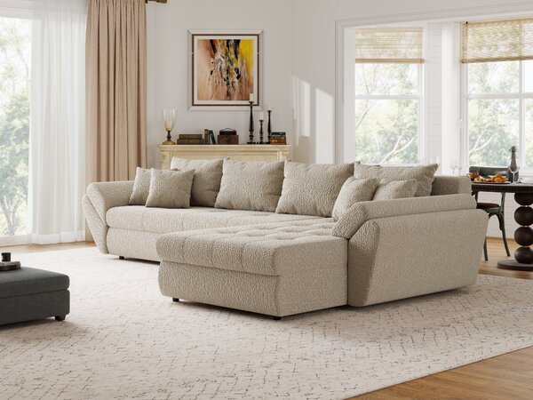 Colțar extensibil dumonde cu ladă de depozitare Loana XL Jaguar Bej II 335x185 cm
