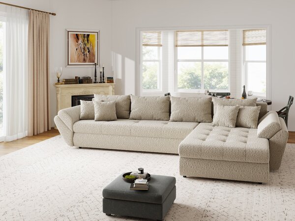 Colțar extensibil dumonde cu ladă de depozitare Loana XL Jaguar Bej II 335x185 cm