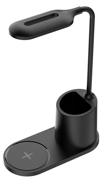 Lampă LED de birou LED/3W/5V cu încărcare fără fir, culoare neagră
