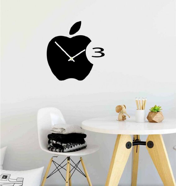 Ceas de perete din plastic în bucătărie APPLE, 35x35 cm